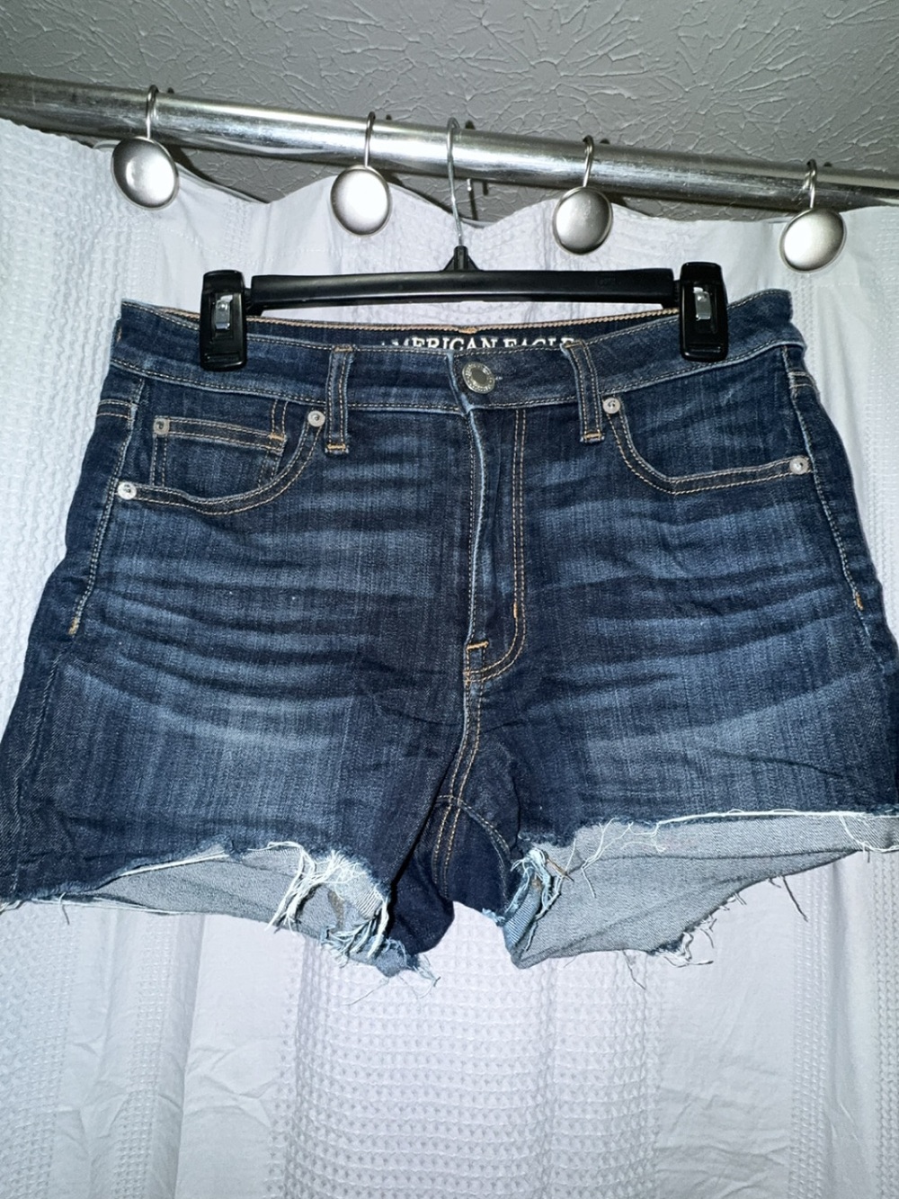 American Eagle Outfitters Women's Dark Blue Denim Cutoff Shorts